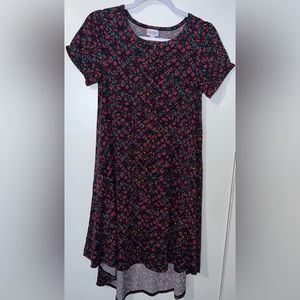 LuLaRoe High Low Carly Swing Dress #910 - Red and Teal Flowers on Black